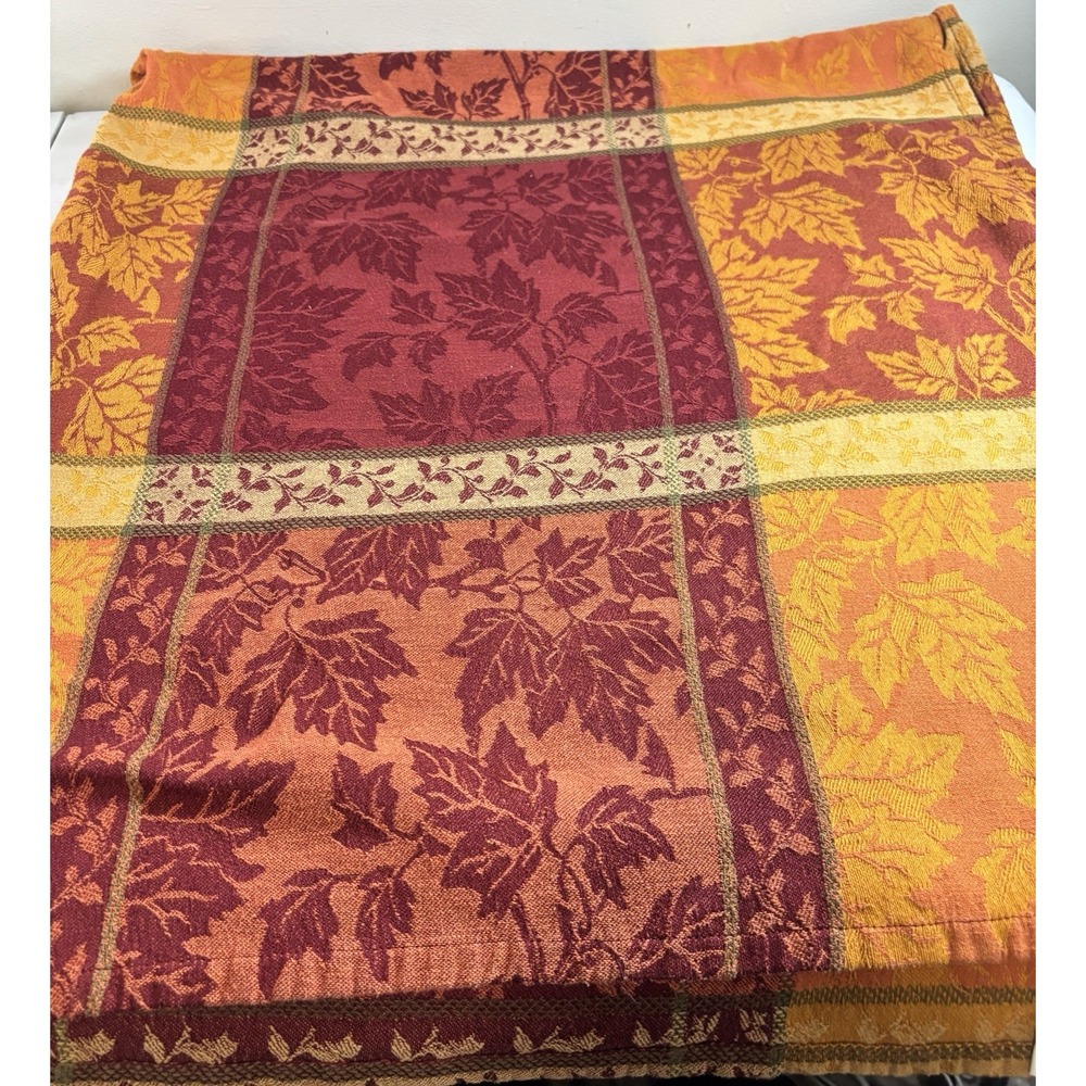 Maplewood Jacquard Autumn Tablecloth Cotton Blend farmhouse 52x118